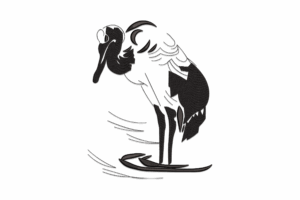 Minimalist Crane Embroidery Design