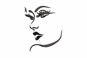 Minimalist Woman Face Line Art Embroidery Design