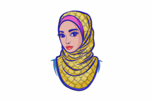 Modern Hijabi Woman Embroidery Design