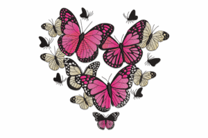 Monarchs in Romantic Formation Embroidery Design