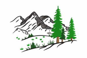 Mountain Forest Landscape Embroidery Design