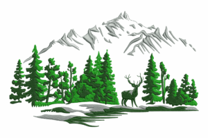Mountain Forest Scene Embroidery Design