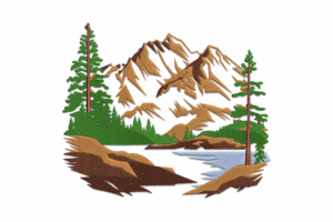 Mountain Lake Embroidery Design