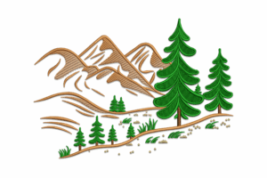 Mountain Landscape Embroidery Design
