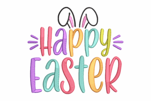 Multicolor Happy Easter Embroidery Design