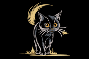 Mystical Moonlight Cat Embroidery Design