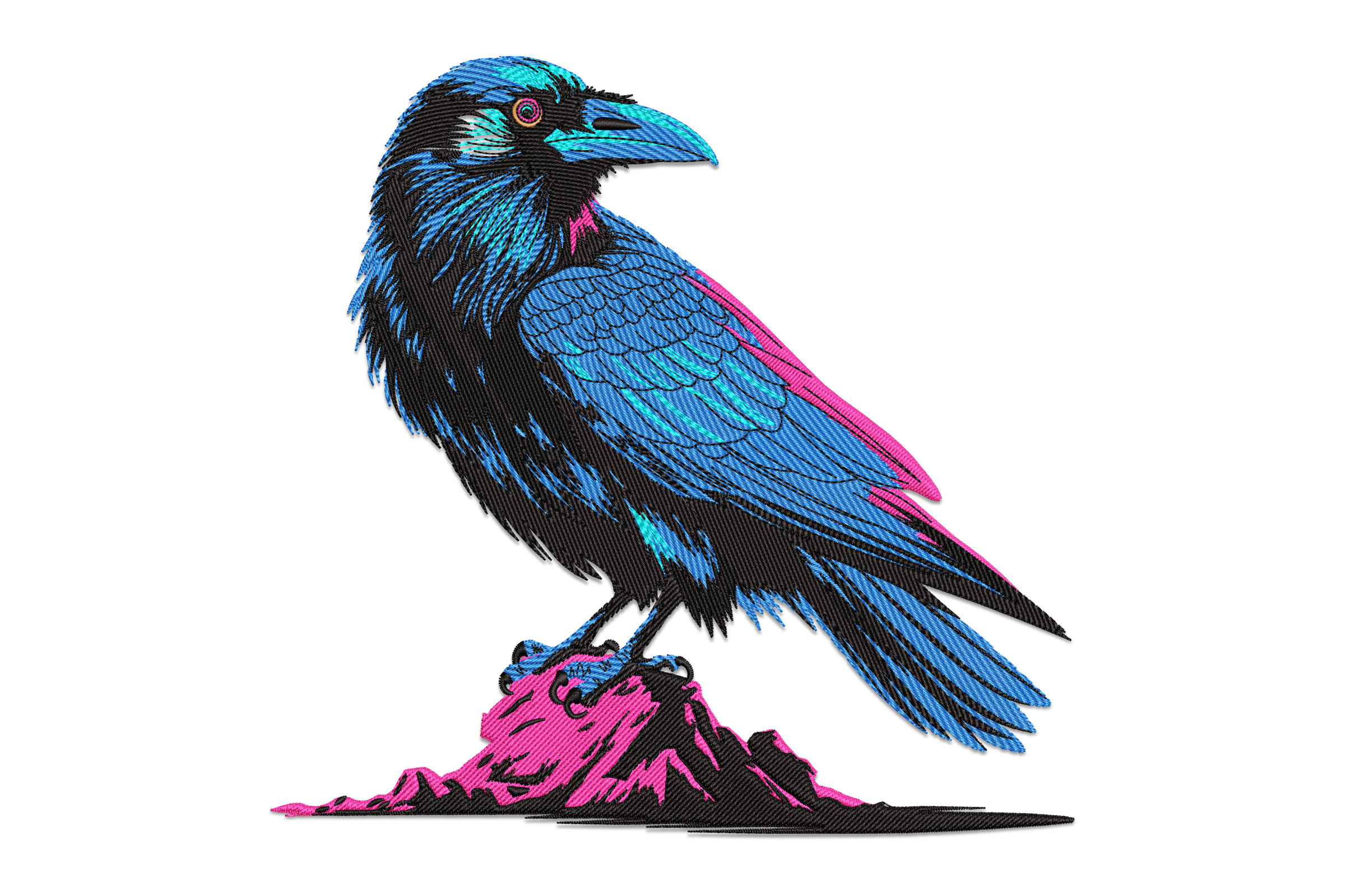 Neon Raven Embroidery Design