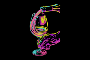 Neon Wine Pour Embroidery Design