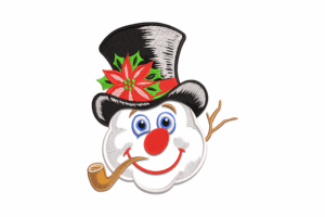 Snowman Face with Top Hat Embroidery Design
