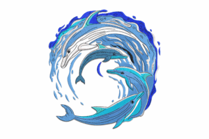 Ocean Dolphins Embroidery Design