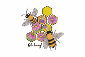Oh Honey! Bees and Flowers Embroidery Design