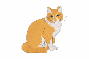 Orange Cat Embroidery Design