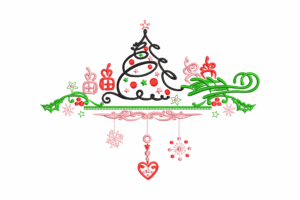 Free Ornamental Christmas Tree Border Embroidery Design