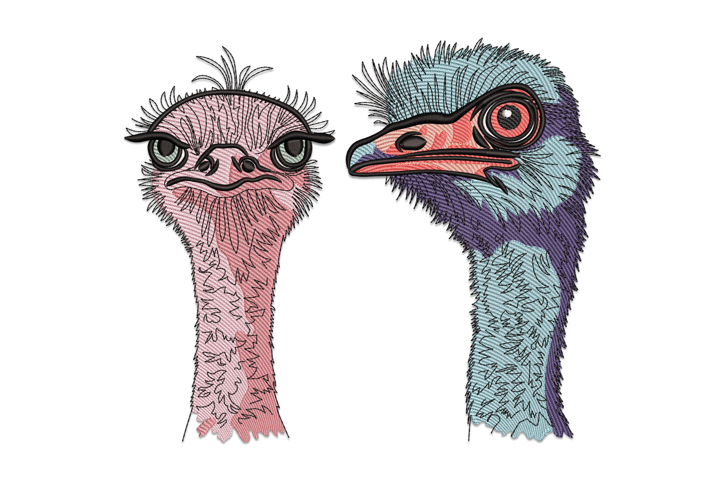 Ostrich Couple Embroidery Design