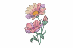 Pastel Daisy Flower Embroidery Design