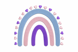 Pastel Rainbow with Hearts Machine Embroidery Design