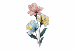 Pastel Trio Flower Embroidery Design