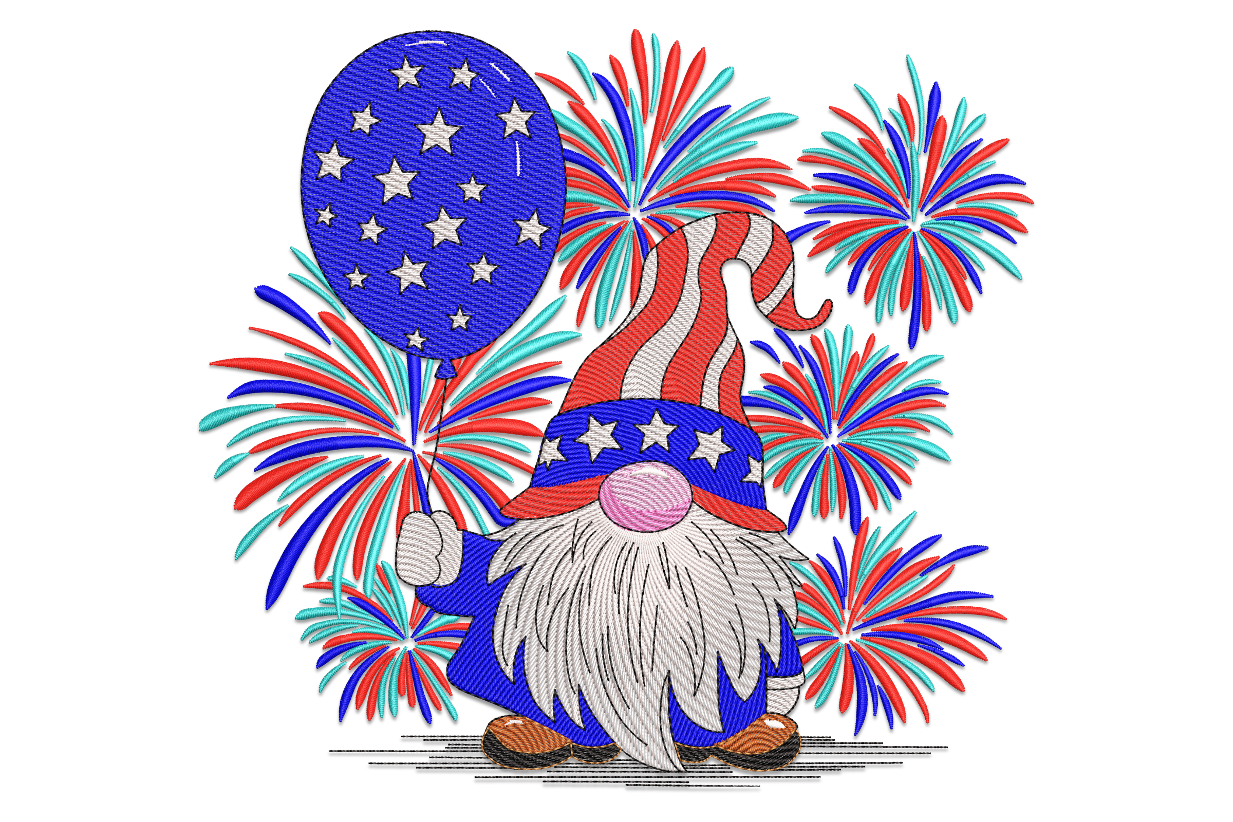 Patriotic Gnome Embroidery Design