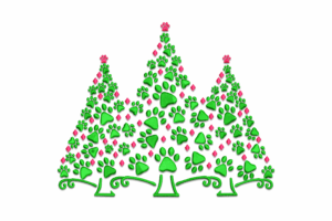 Paw Print Christmas Trees Embroidery Design