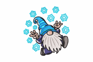Peace Gnome with Snowflakes Embroidery Design