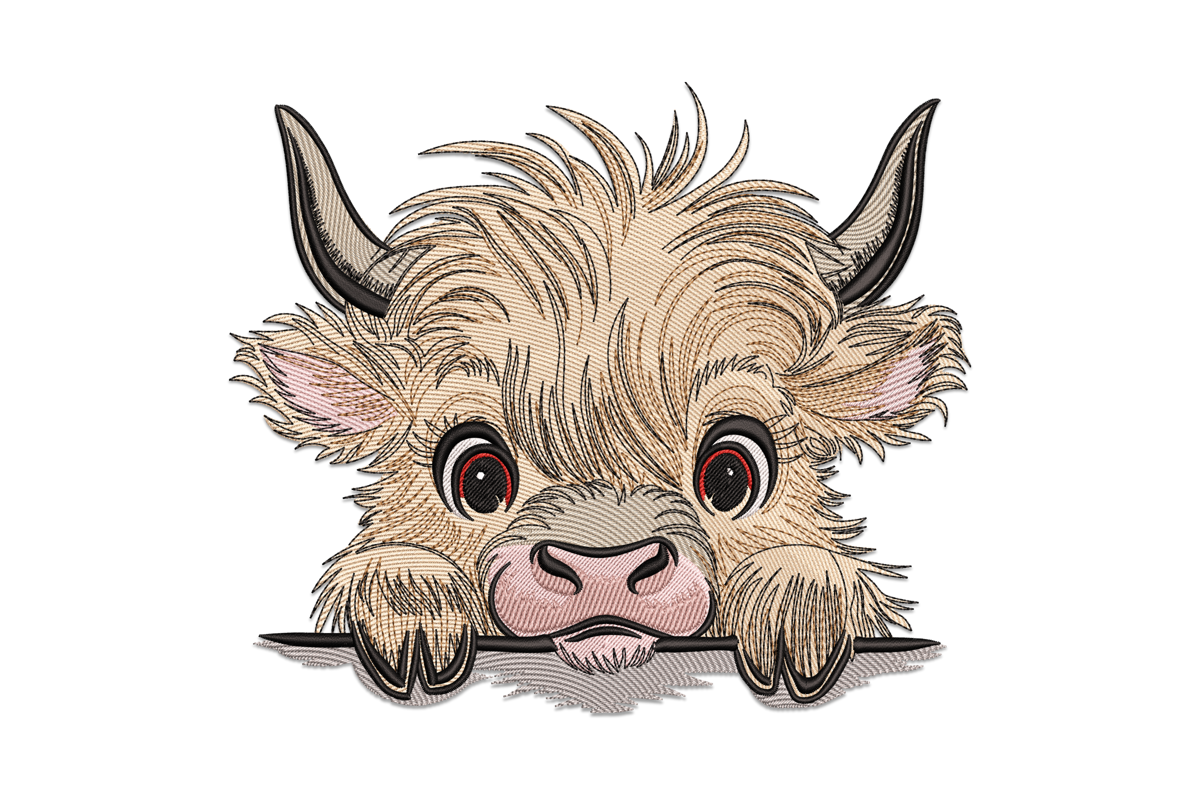 Peekaboo Highland Cow Embroidery Design