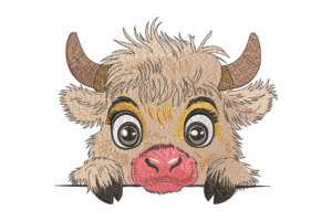 Peeking Baby Cow Embroidery Design