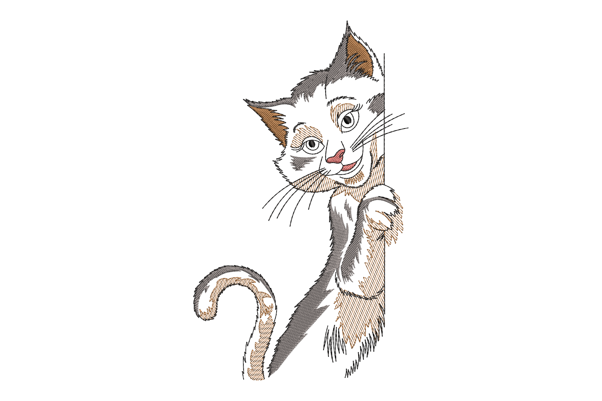 Peeking Cat Embroidery Design