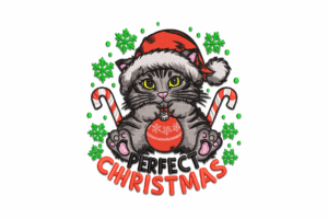 Perfect Christmas Cat Embroidery Design