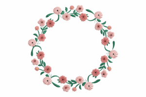 Pink Blossom Circle Frame Embroidery Design