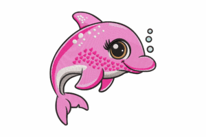 Pink Dolphin Embroidery Design