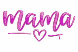 Pink Mama Heart Embroidery Design