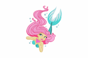 Pink Mermaid Embroidery Design