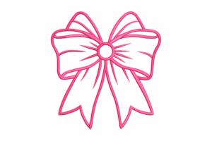 Pink Ribbon Bow Embroidery Design