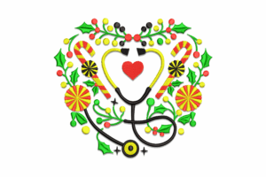 Premium Christmas Stethoscope Heart Embroidery Design
