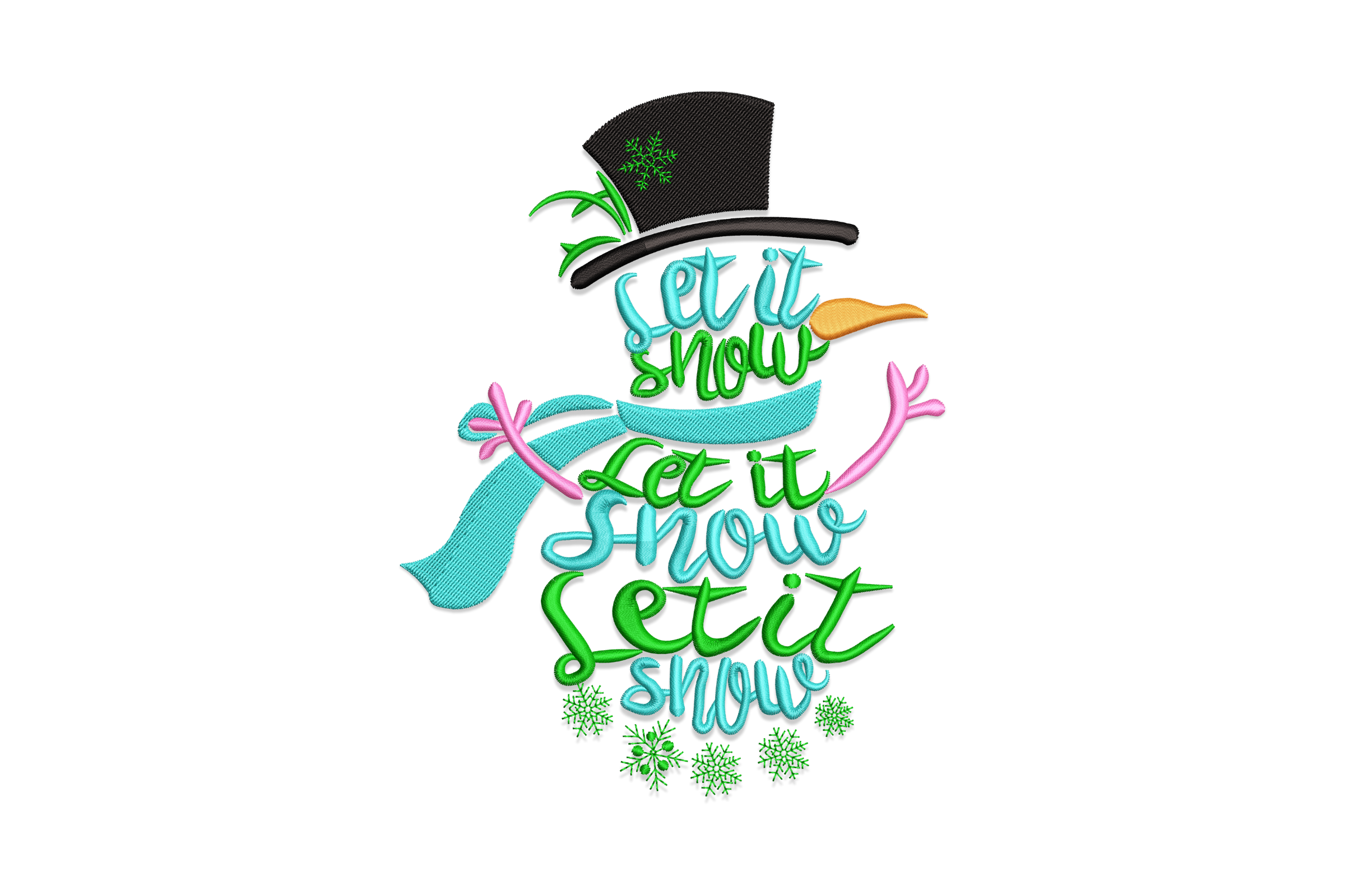 Premium Let It Snow Snowman Embroidery Design