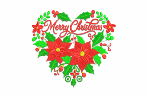 Premium Merry Christmas Heart Embroidery Design