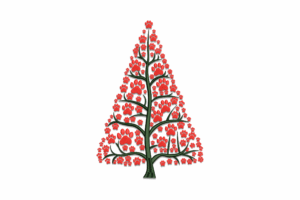 Premium Paw Print Christmas Tree Machine Embroidery Design
