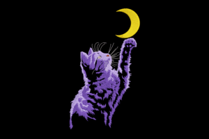 Purple Cat Reaching for Moon Embroidery Design