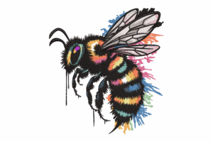 Rainbow Bee Embroidery Design