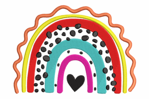 Rainbow Heart Embroidery Design