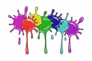 Rainbow Paint Splashes Embroidery Design