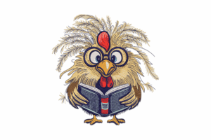 Reading Chicken Embroidery Design