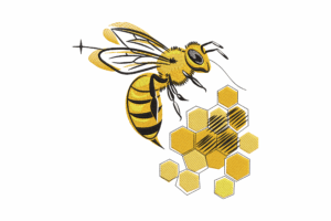 Realistic Bee with Honeycomb Embroidery Design
