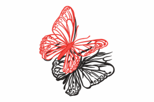Red & Black Butterfly Embroidery Design