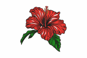 Red Hibiscus Flower Embroidery Design