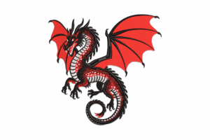 Red and Black Dragon Embroidery Design