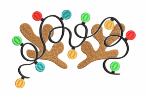 Reindeer Antlers with Christmas Lights Embroidery Design
