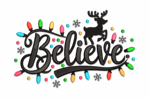 Reindeer Believe Christmas Embroidery Design