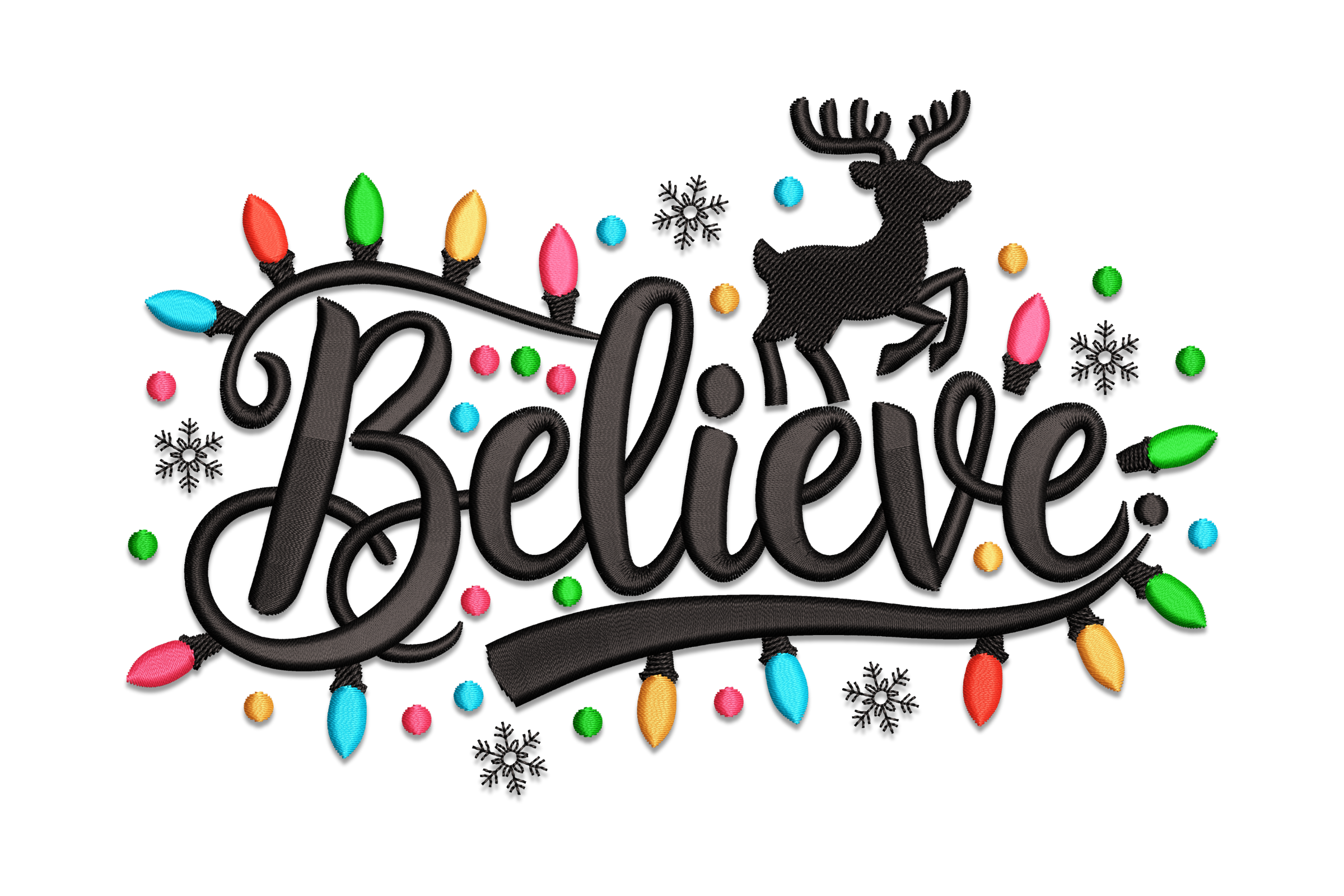 Reindeer Believe Christmas Embroidery Design