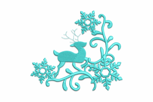 Reindeer Corner with Snowflakes Embroidery Design